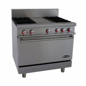 Estufa con 4 quemadores, horno y plancha