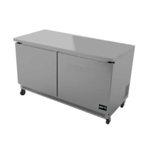 Asber AUTF-60 HC Mesa Refrigerada Congelador 2 Puertas Solidas 15 pies3 Acero