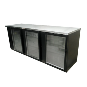 Asber ABBC-94G HC Refrigerador Contrabarra Vinil Negro 3 Puertas de Cristal 26.4 Pies
